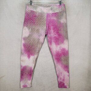 Bae City Pink Tie Dye Scale Pull On Bubble Butt Tik Tok Loungewear Leggings